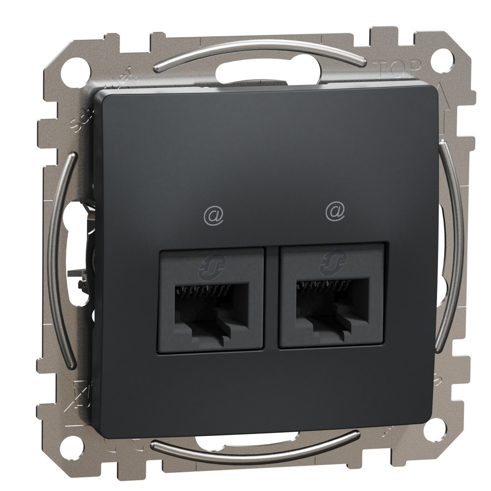Розетка 2x RJ45 UTP cat.5e Антрацит  - SCHNEIDER ELECTRIC Sedna Design SDD114452