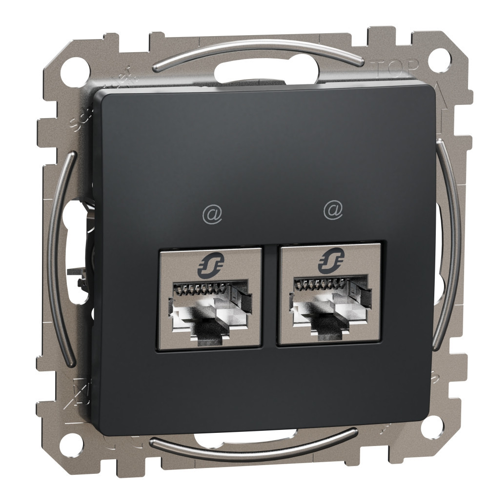 Розетка 2x RJ45 STP cat.6 Антрацит  - SCHNEIDER ELECTRIC Sedna Design SDD114462S