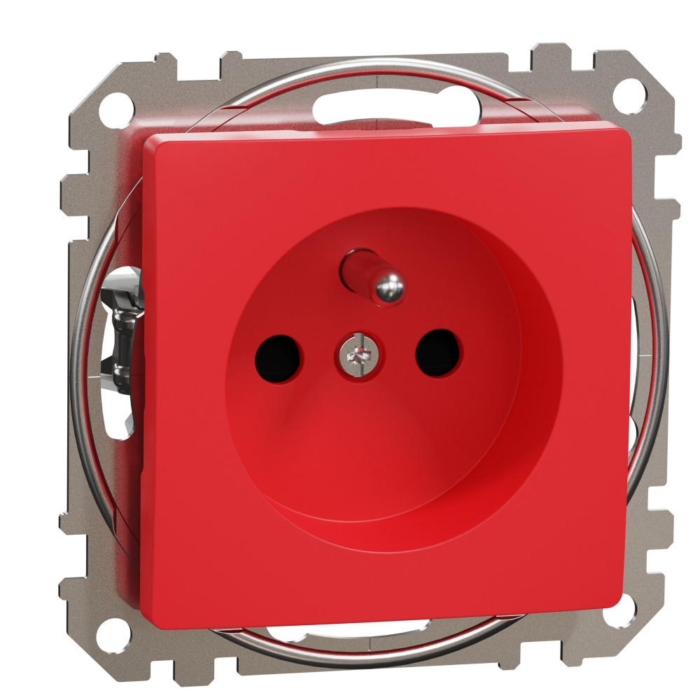 Контакт фр. стандарт 16A винт детска защита Червен  - SCHNEIDER ELECTRIC Sedna Design SDD115011