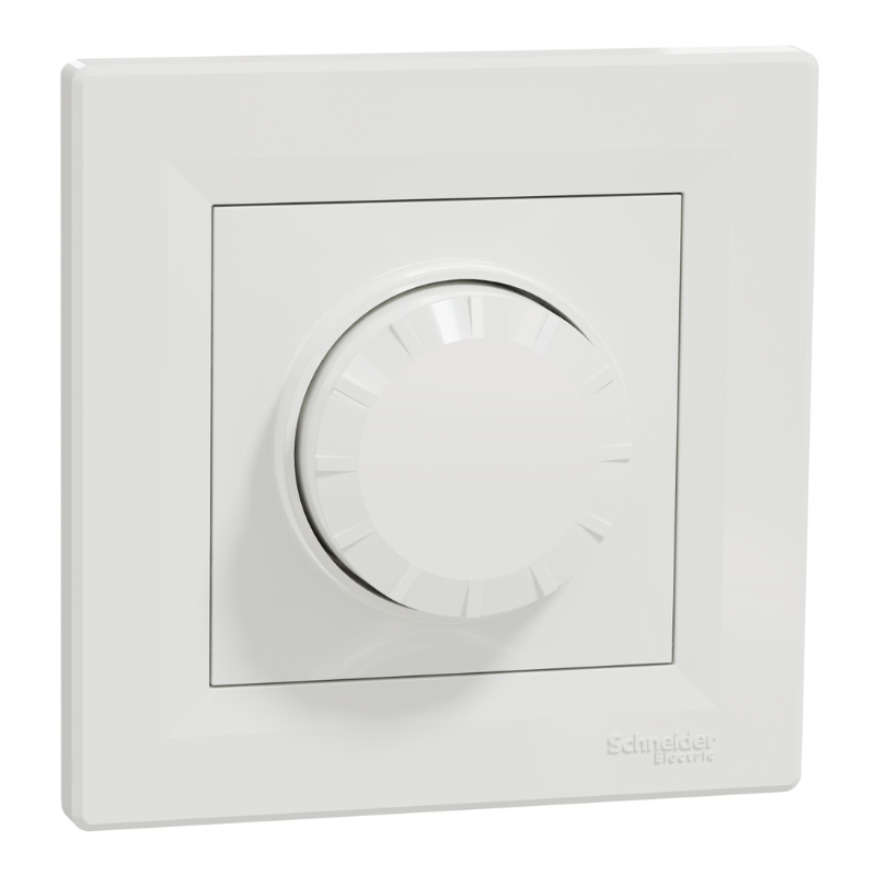 Ротативен димер девиатор R: 3-370W, LED: 0-200W с рамка, Бял - SCHNEIDER ELECTRIC Asfora EPH6800121