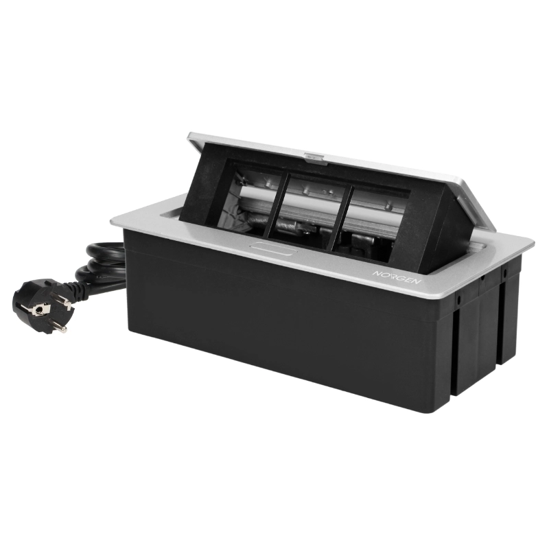 Мебелна кутия за вграждане NOEN, необорудвана за 6М /3x M45x45/, с кабел 1.5m, цвят Алуминий