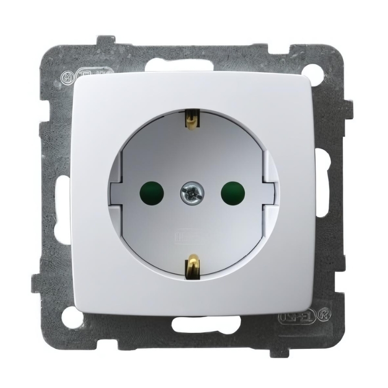 Контакт Шуко 16А детска защита Бял - OSPEL Karo GP-1SSP/m/00