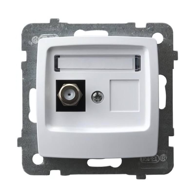 TV Розетка F конектор Бял - OSPEL Karo GPA-1SF/m/00