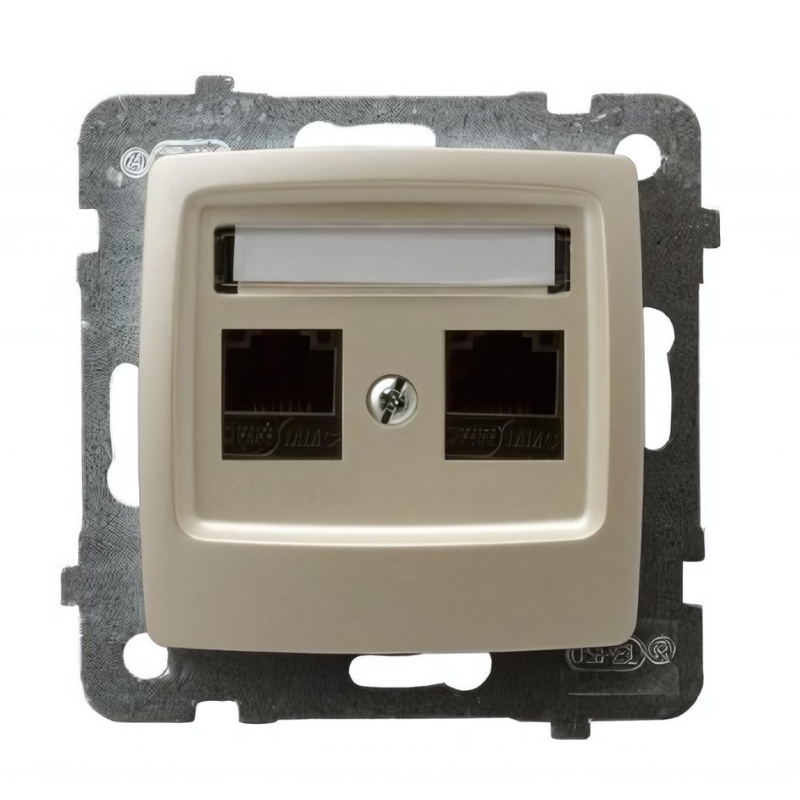 Розетка 2x RJ45 UTP cat.5 Крем перла - OSPEL Karo GPK-2S/K/m/42