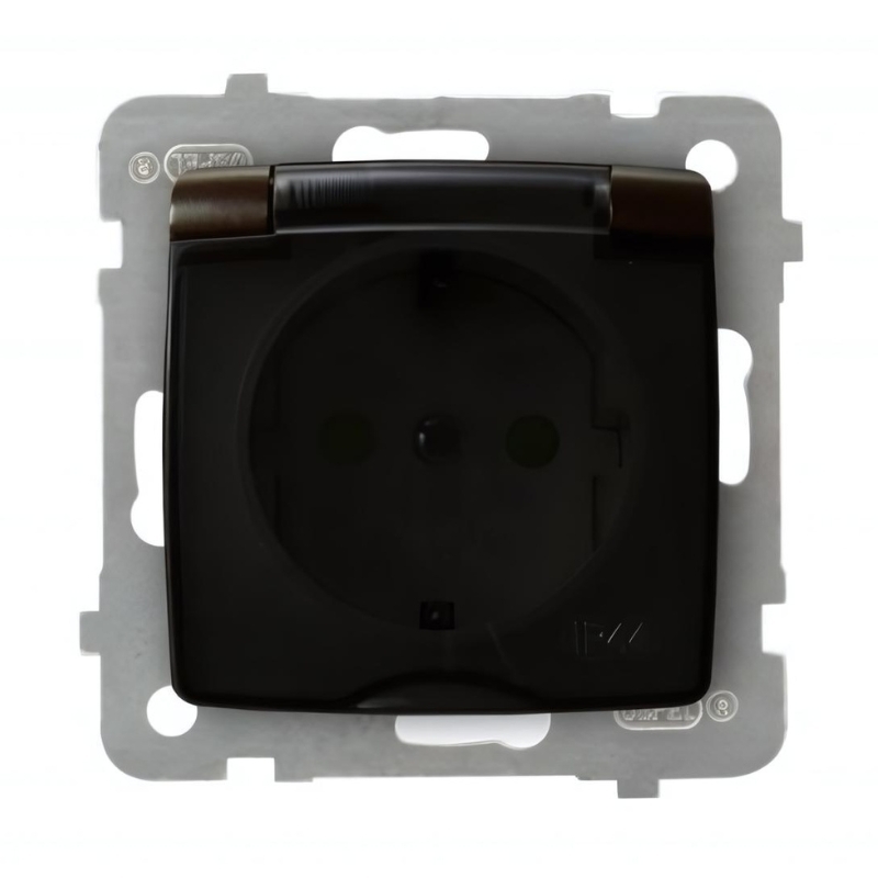Контакт Шуко 16А детска защита IP44 Шоколад - OSPEL Karo GPH-1SSP/m/40/d