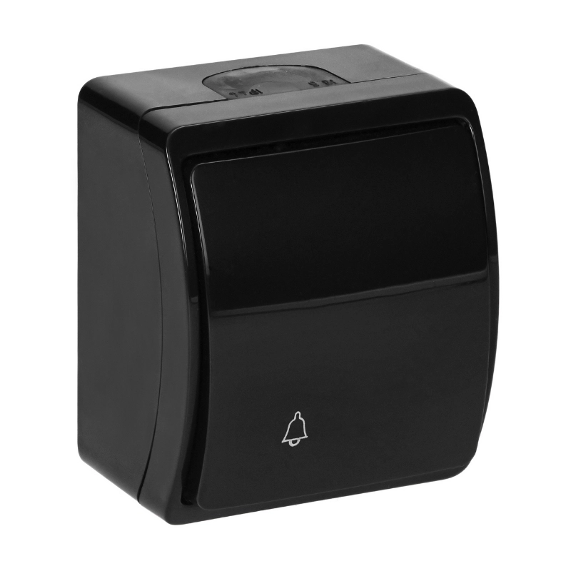 Бутон символ звънец ОМ 10A IP44 Черен - ORNO Aquatic OR-OE-7104/B