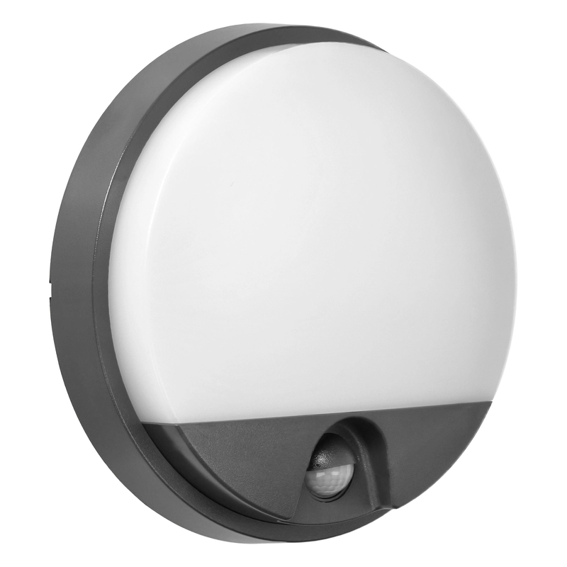 LED декоративен аплик, с PIR, 15W 1100lm 4000K, Ra>80, IP54, сив - ORNO AGAT AD-OP-6112GLPMR4