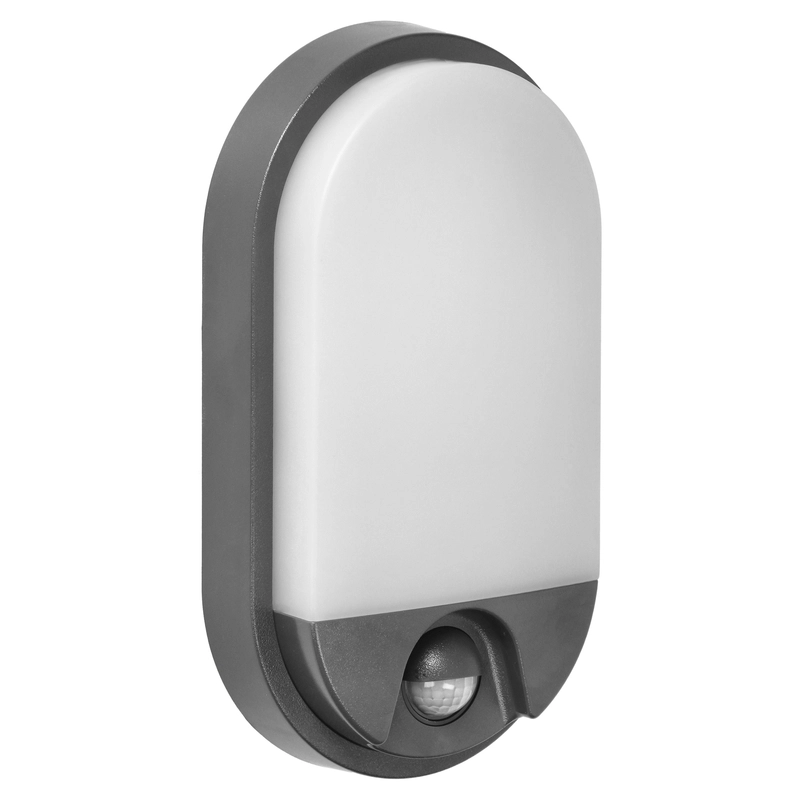 LED аплик-овал, с PIR, 15W 1100lm 4000K, Ra>80, IP54, сив - ORNO NEFRYT AD-OP-6147GLPMR4