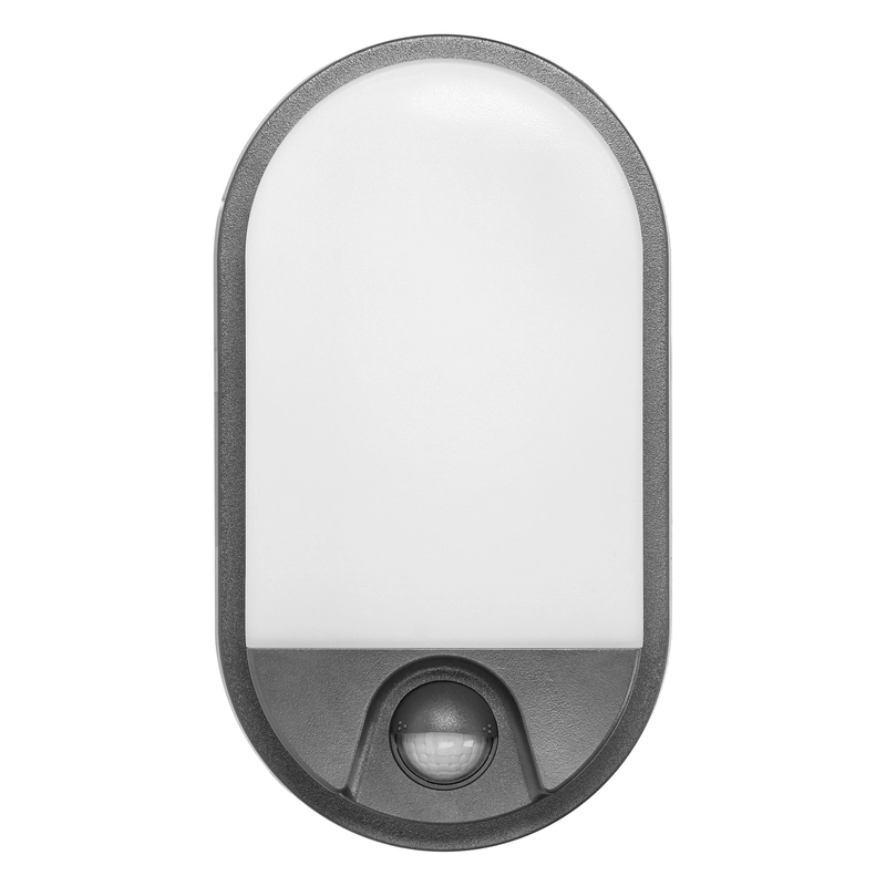 LED аплик-овал, с PIR, 15W 1100lm 4000K, Ra>80, IP54, сив - ORNO NEFRYT AD-OP-6147GLPMR4
