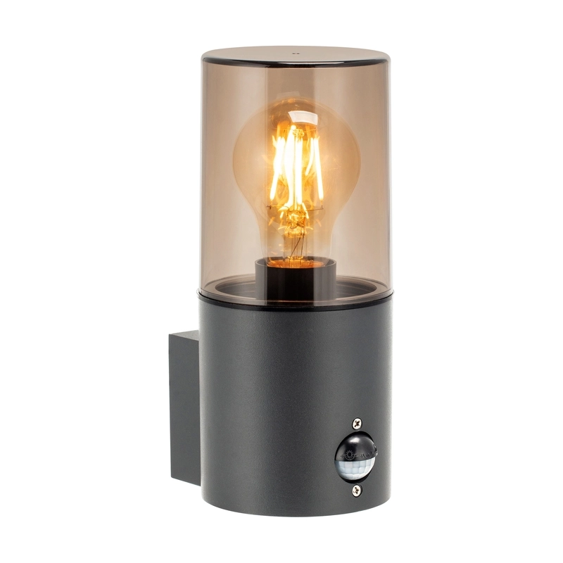 Декоративен аплик за LED крушка E27, max. 15W, с PIR,  с излъчване нагоре - UP, IP54, черен/амбър - ORNO SALVIA AD-OP-6573GE27PPR