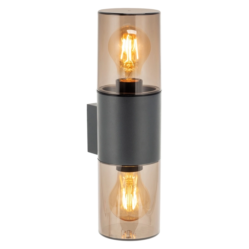 Декоративен аплик за LED крушка E27, max. 15W,  с излъчване нагоре/надолу - UP/DOWN, IP54, черен/амбър - ORNO SALVIA AD-OP-6574GE27PP