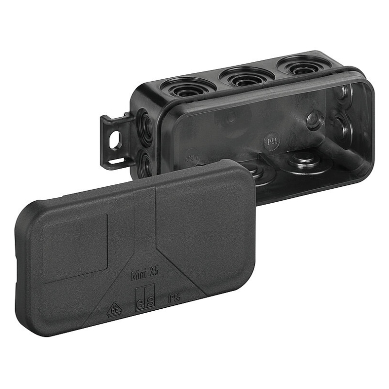 Разклонителна кутия за открит монтаж 89x43 x38mm Черен IP55 HF Mini 25-L/sw - Spelsberg Mini 25-L/sw S31010801