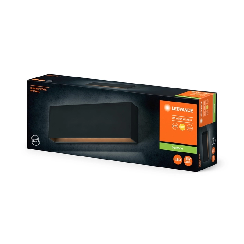Фасаден осветител, ENDURA IVO, 6.5W 400lm 3000K Ra>80 120° 220V, монтаж Стена/Повърхностен, корпус Поликарбонат /цвят Тъмно сив, разсейвател PC, IP65 - LEDVANCE Endura Style IP65 Wall Ivo Dark Gray LED217401