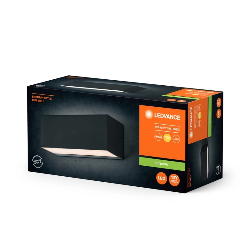 Фасаден осветител, ENDURA IDRI, 12.5W 700lm 3000K Ra>80 123° 220V, монтаж Стена/Повърхностен, корпус Поликарбонат /цвят Тъмно сив, разсейвател PC, IP65 - LEDVANCE Endura Style IP65 Wall Idri Dark Gray LED217524