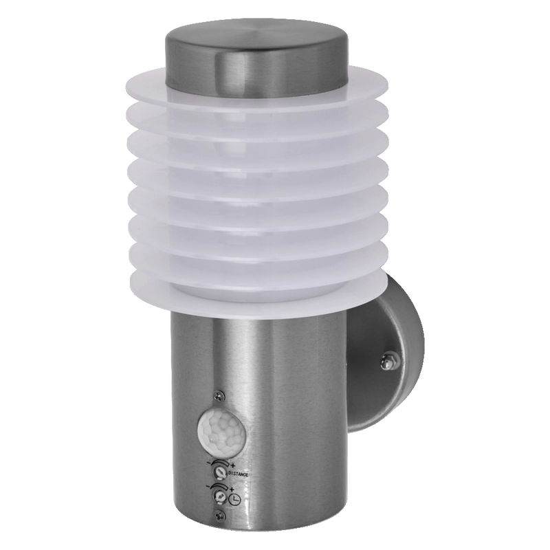 Фасаден осветител, ENDURA RONDO, с PIR, 9.5W 700lm 3000K Ra>80 120° 220V, монтаж Стена/Повърхностен, корпус Стомана /цвят Стомана, разсейвател PC, IP44 - LEDVANCE Endura Style Rondo Wall Sensor Stainless Steel LED835122