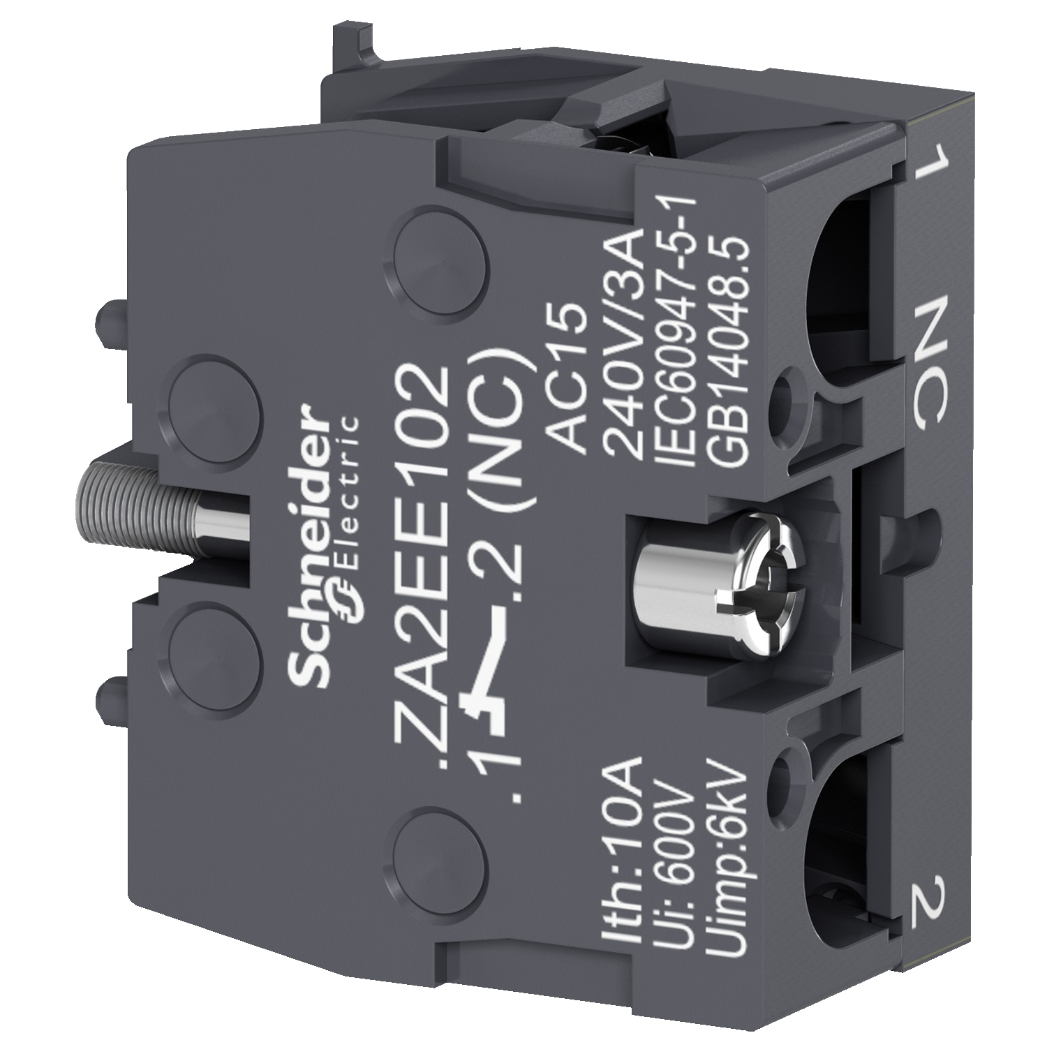 Easy Harmony XA2E, единичен контактен блок за глава Ø22, 1 NC - SCHNEIDER ELECTRIC Easy Harmony XA2 ZA2EE102