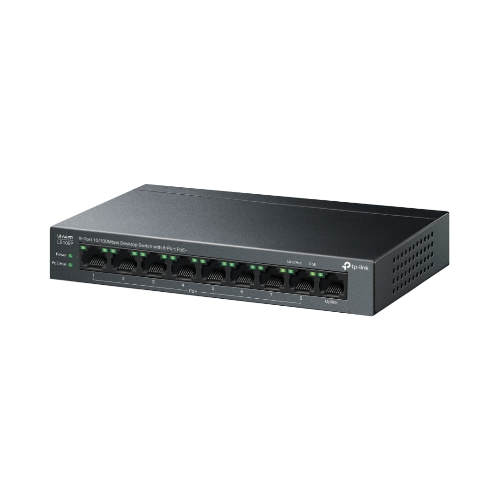 9-портов 10/100Mbps Desktop Switch с 8-порта PoE+ - Omada by TP-Link LS109P