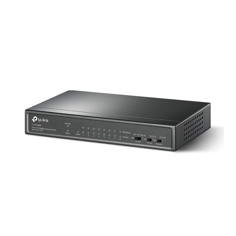 9-портов 10/100Mbps Desktop Switch с 8-Port PoE+