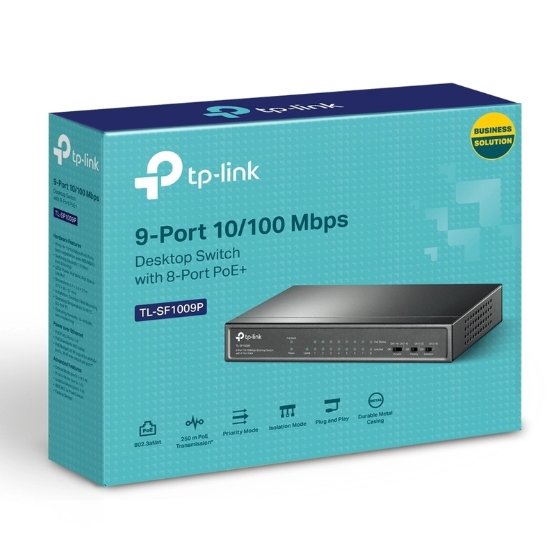 9-портов 10/100Mbps Desktop Switch с 8-Port PoE+