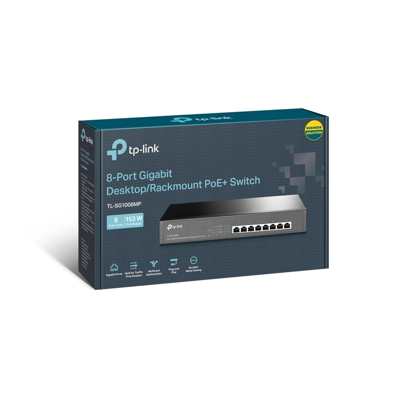 8-портов Гигабитов суич, PoE+ - TP-Link Omada TL-SG1008MP