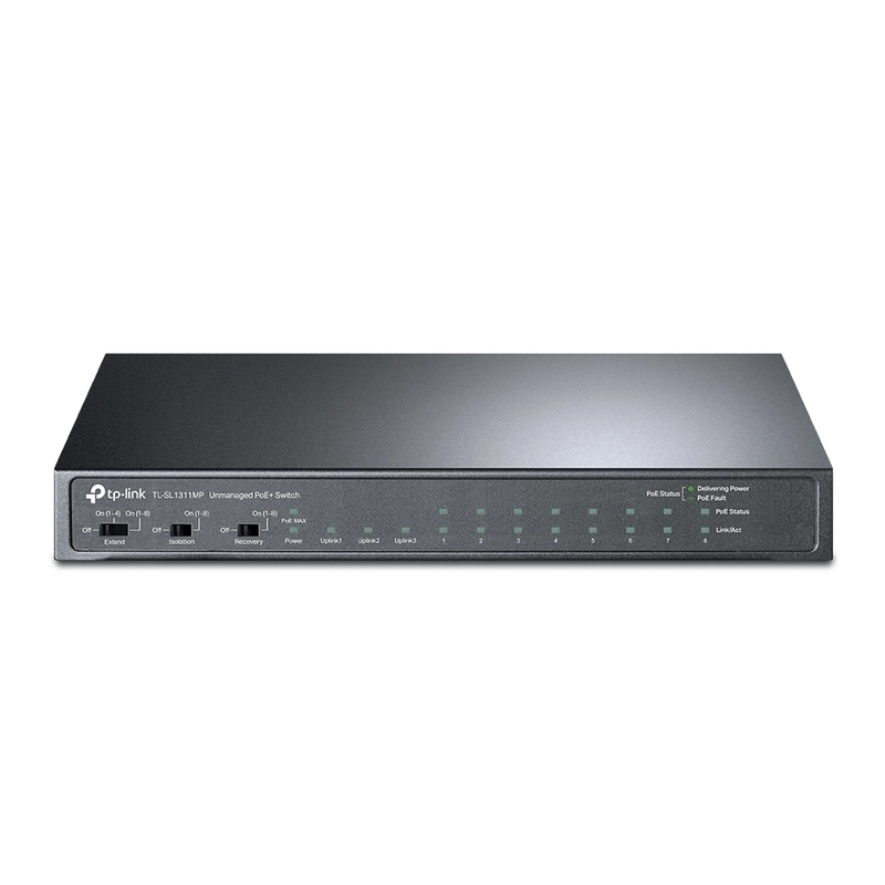 11-портов Desktop Switch с 8 PoE+, 2 x Gigabit RJ45, 1 x Gigabit SFP - TP-Link Omada TL-SL1311MP