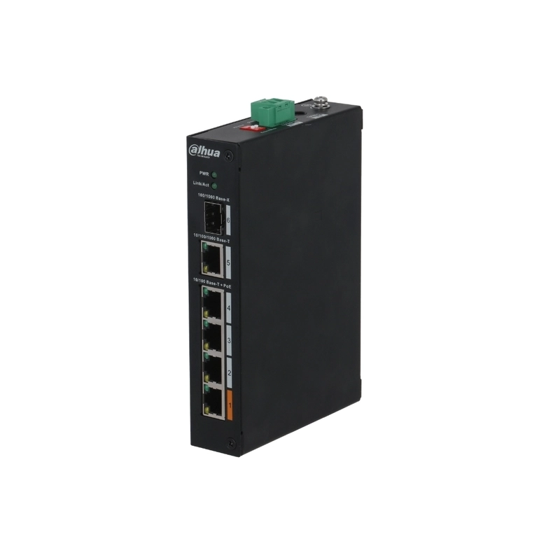 6 портов PoE мрежов комутатор, 4xPoE, 1xUplink, 1xSFP - DAHUA PFS3106-4ET-60-V2