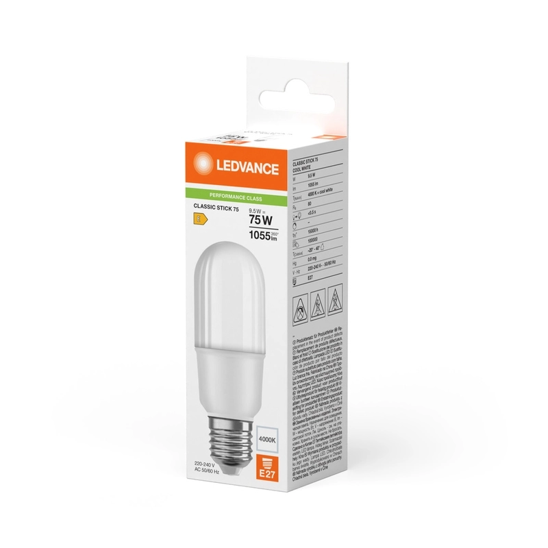 LED лампа STICK75 9W 1050lm 4000K Ra>80 220V, E27, опал - LEDVANCE LED CLASSIC STICK P LED057250