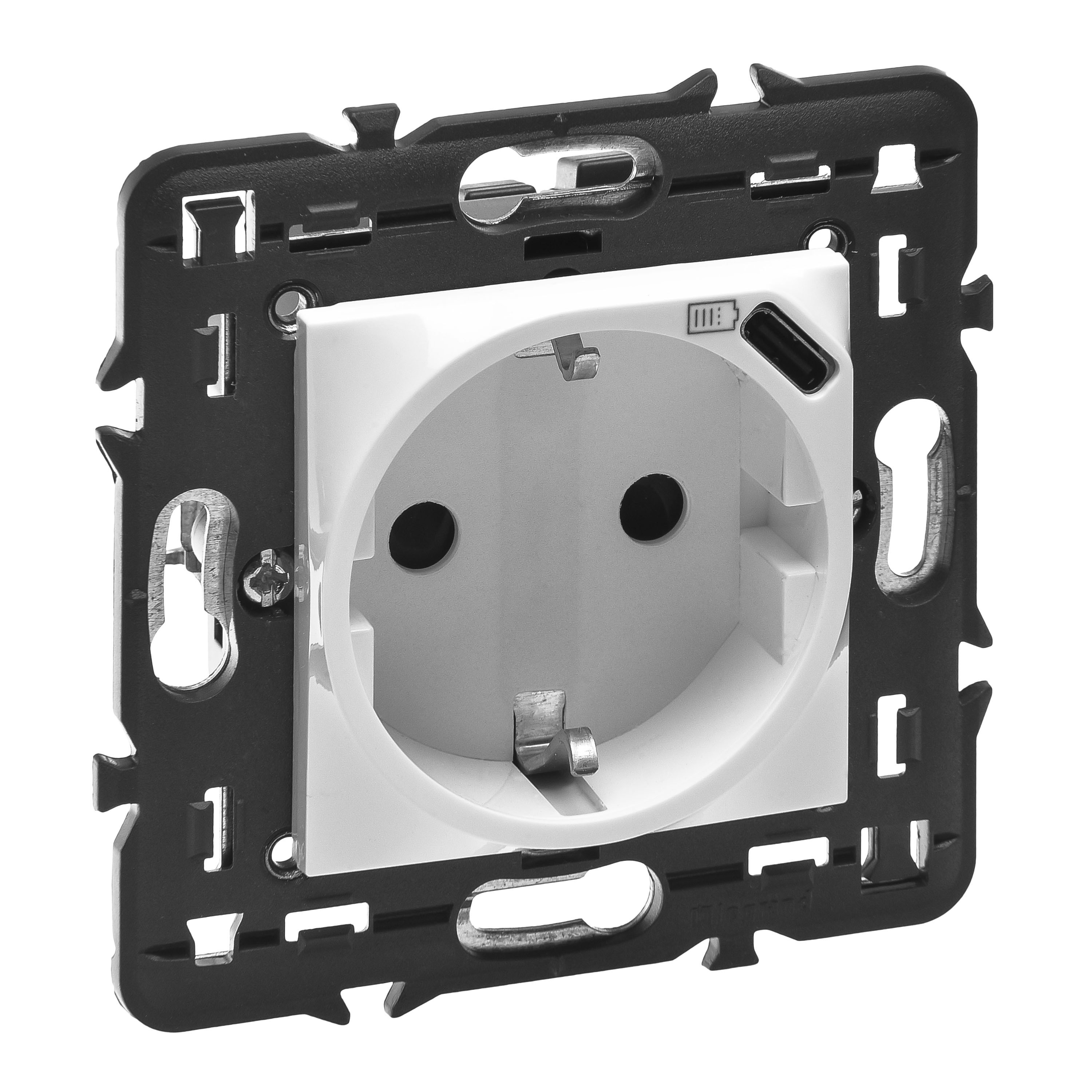 Контакт Шуко 16А с USB тип C 1.5A 7.5W 2М Бял - Legrand Mosaic 077271L