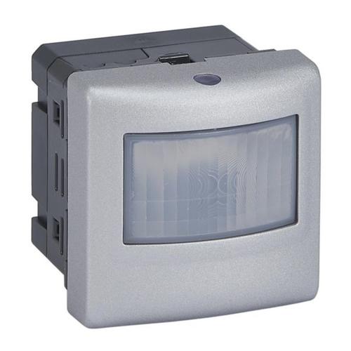 Датчик за движение LED 500W с неутрала 170° h=1.2m обхват 8m 2M Алуминий - Legrand Mosaic New 079258A