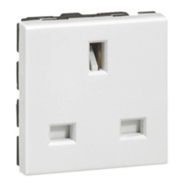 Контакт British стандарт 2P+E 13A 2М Бял - Legrand Mosaic 77505