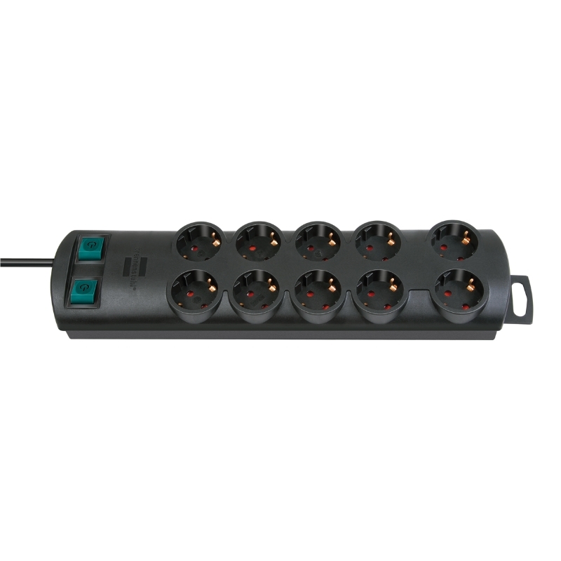 Разклонител 10x 2P+E два реда с 2 ключа ON/OFF и кабел 2m Черен - Brennenstuhl Primera-Line Power Strip BS1153300120