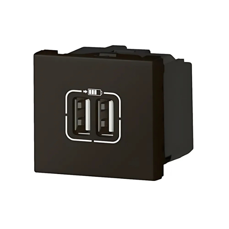 Розетка 2x USB тип A+A 12W 2.4A 2М Черен - Legrand Mosaic 079194L