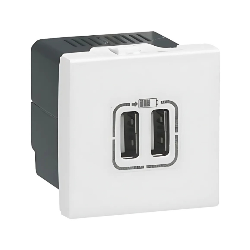Розетка 2x USB тип A+A 12W 2.4A 2М Бял - Legrand Mosaic 77594