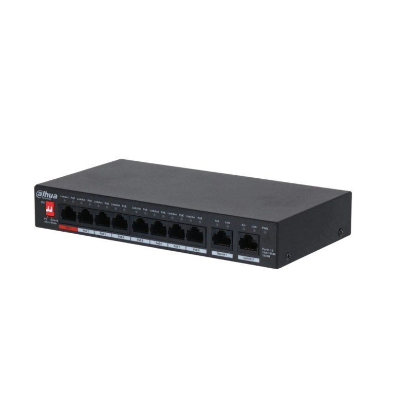10 портов Гигабитов PoE мрежов комутатор L2 неуправляем - DAHUA PFS3010-8GT-96-V2