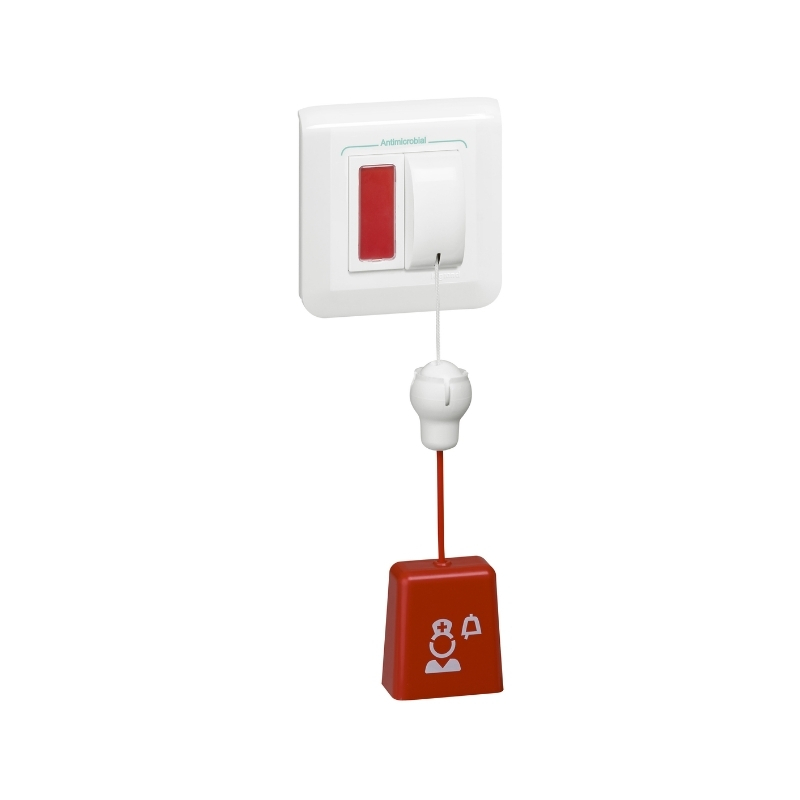 Бутон с корда и LED индикация 2M Бял - Legrand Mosaic New 076664L