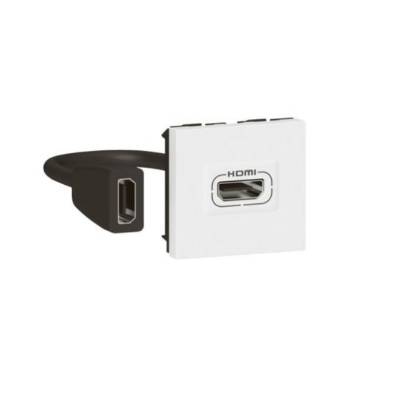 Розетка HDMI A с кабел 15cm 2M Бял - Legrand Mosaic 078979L