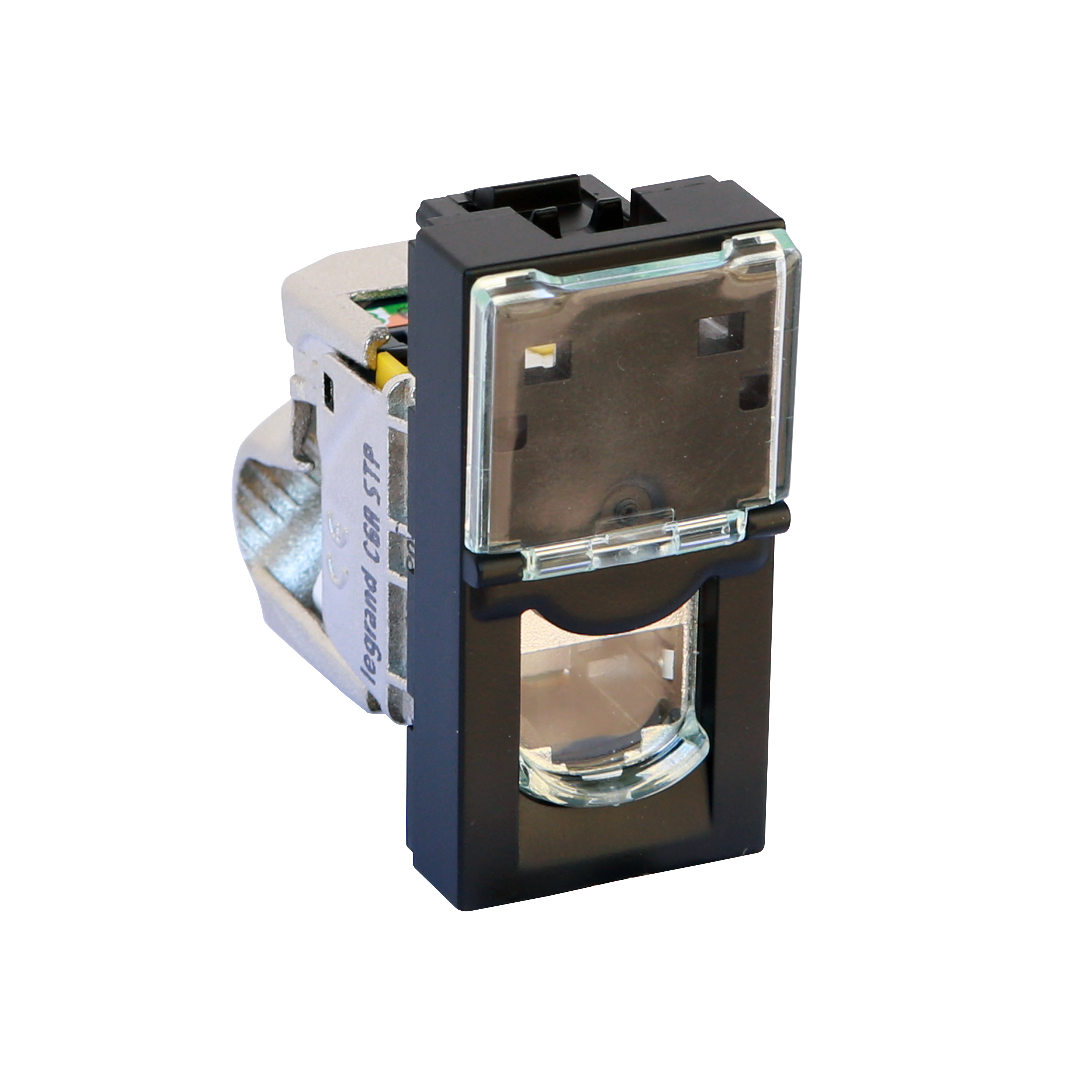 Розетка RJ45 STP cat.6A 1M Черен - Legrand Mosaic 079173L