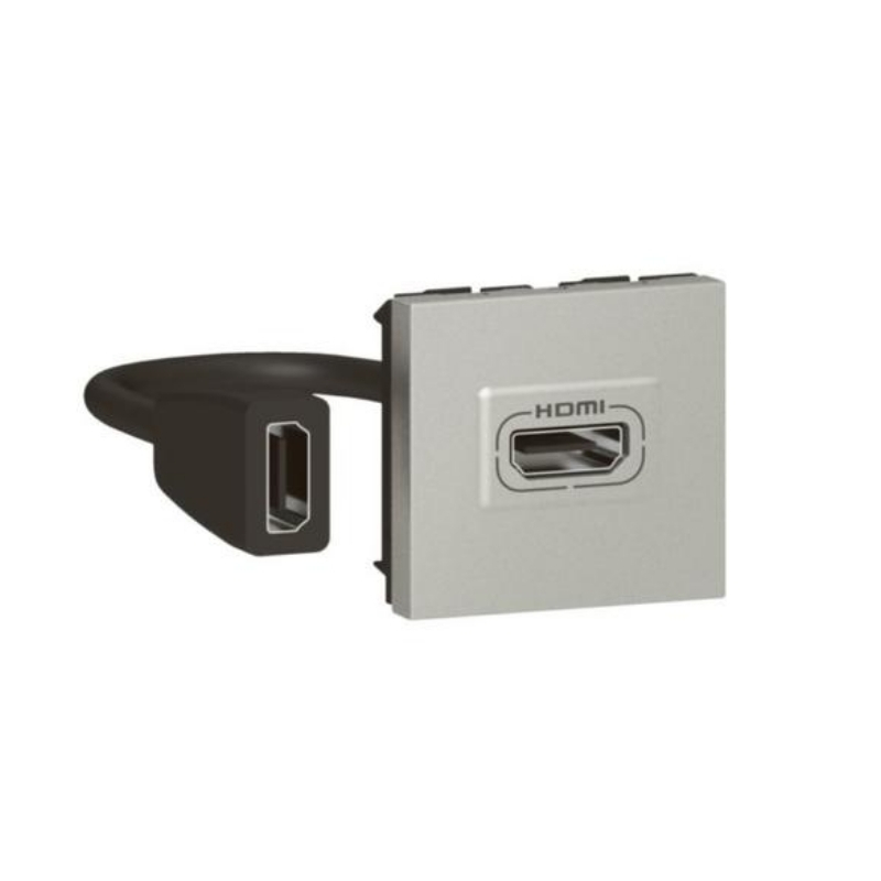 Розетка HDMI A с кабел 15cm 2M Алуминий - Legrand Mosaic 079279L