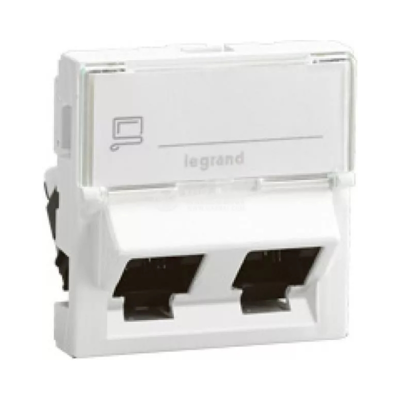 Розетка 2x RJ45 FTP cat.6 45° 2M Бял - Legrand Mosaic 76506
