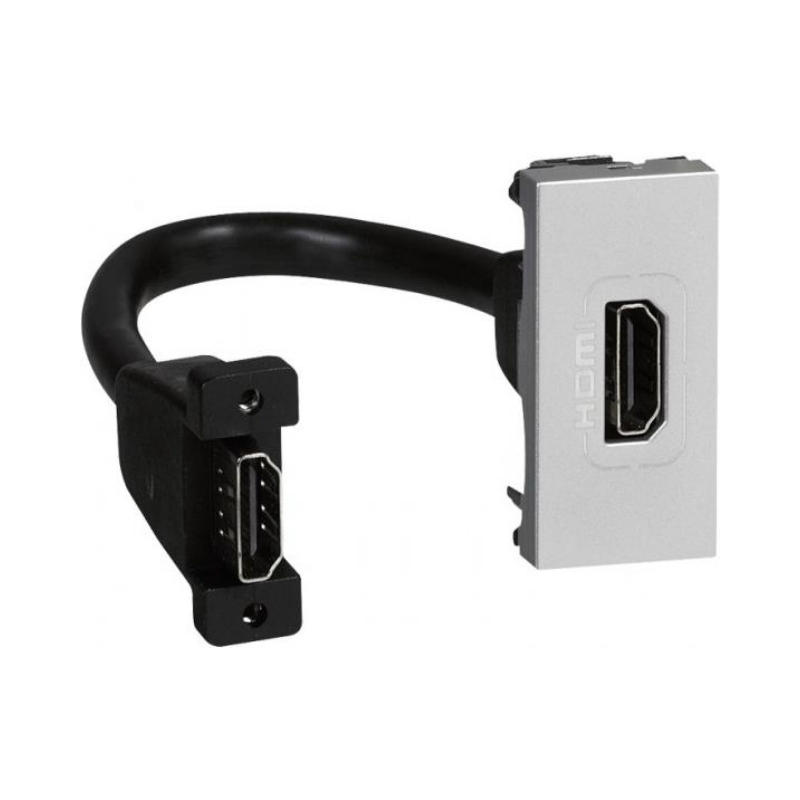Розетка HDMI A с кабел 15cm 1M Алуминий - Legrand Mosaic 79378