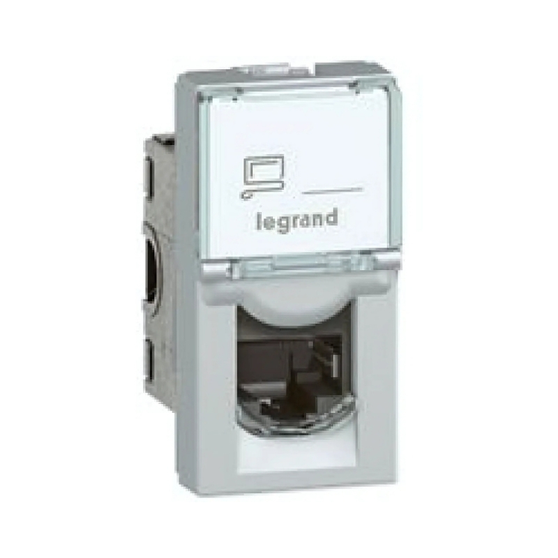 Розетка RJ45 STP cat.6A 1M Алуминий - Legrand Mosaic 79473