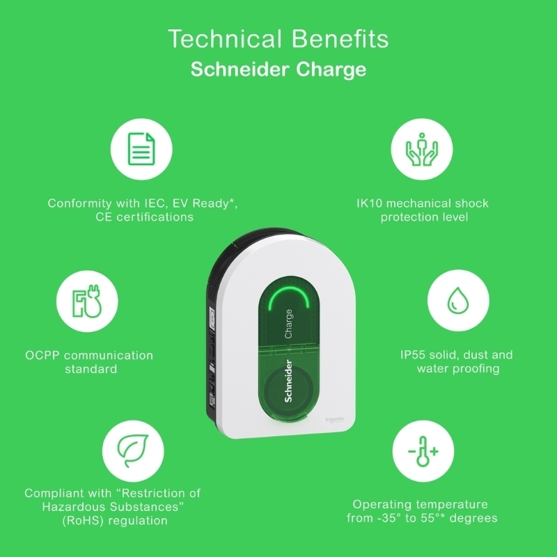 Зарядна станция за стена EVlink Home 22.1 kW, 3P 32A, с контакт Type 2, IP55 IK10