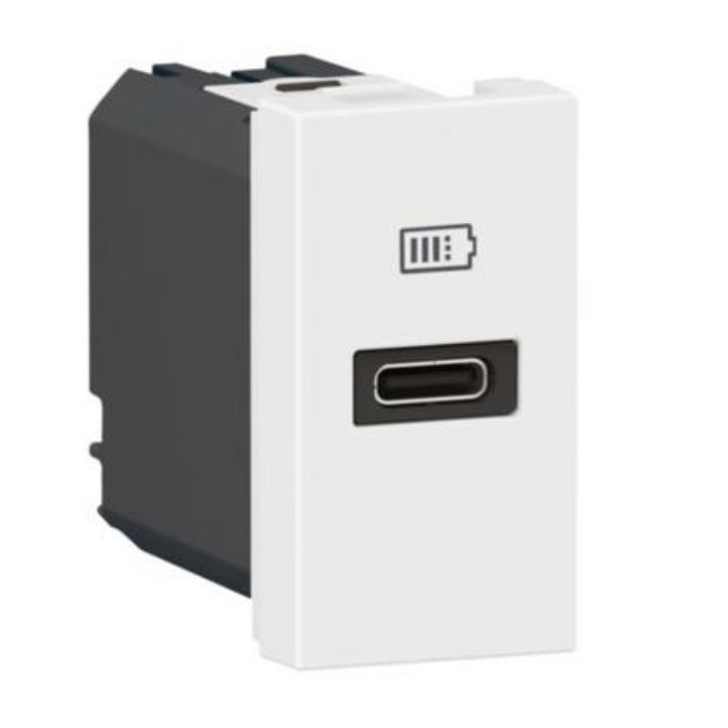 Розетка USB тип C Power Delivery 20W 3A 1М за DLP канал или подова кутия Бял - Legrand Mosaic 077690L