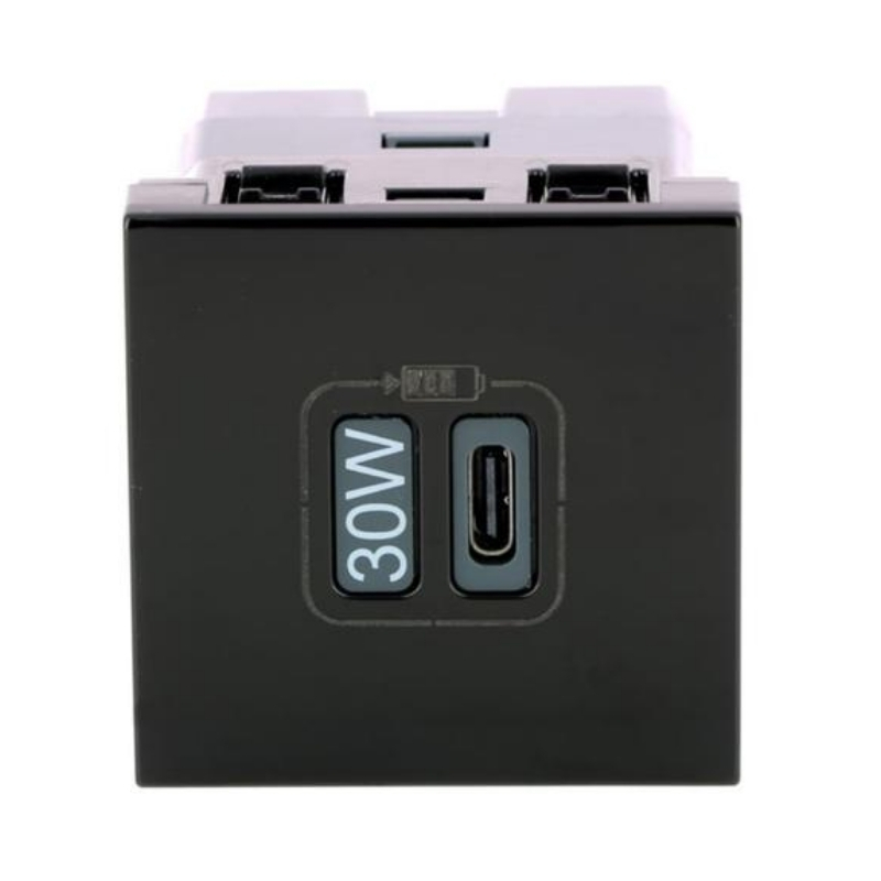 Розетка USB тип C Power Delivery 30W 3A 2М Черен - Legrand Mosaic 079185L