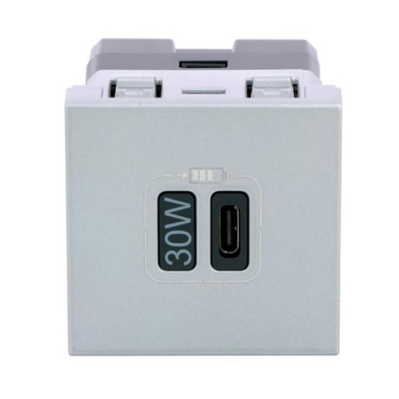 Розетка USB тип C Power Delivery 30W 3A 2М Алуминий - Legrand Mosaic 079385L