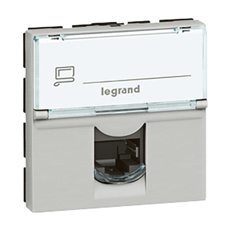 Розетка RJ45 UTP cat.5e 2M Алуминий - Legrand Mosaic 79454