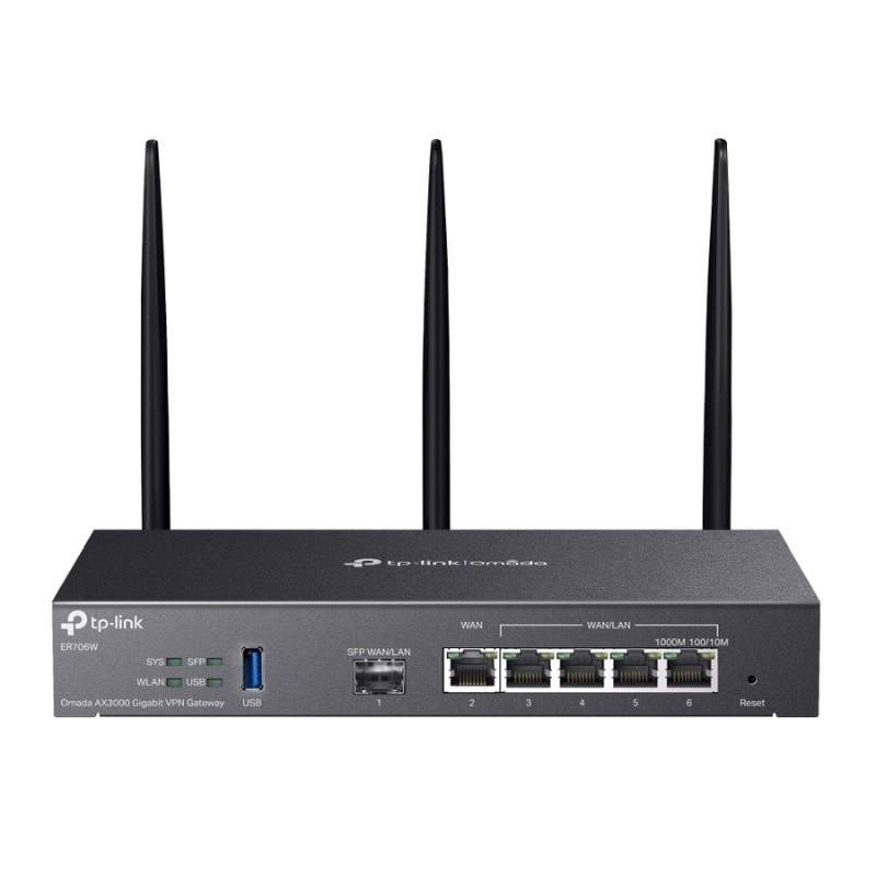 Omada Gigabit AX3000 WiFi 6 VPN Gateway, 1 Gigabit SFP slot and 5 Gigabit RJ45 ports TP-Link ER706W TP-Link ER706W