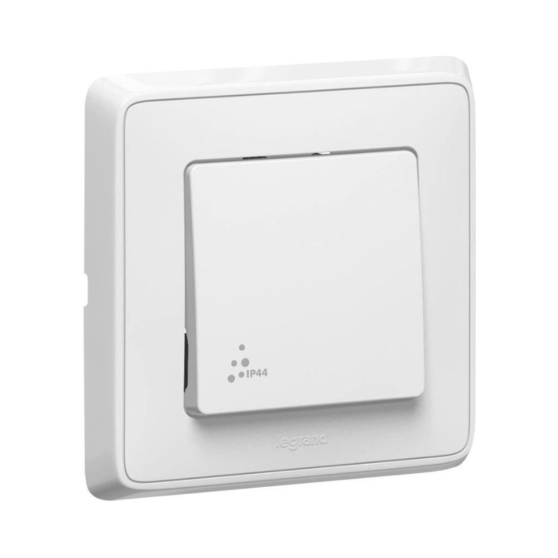 Еднополюсен ключ 10A с рамка IP44 Бял /до изчерпване/ 