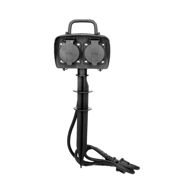 Разклонител градински 2x 2P+E Шуко 16A IP44 с кабел 1.5m Черен - ORNO Heavy-duty OR-AE-13138(GS)