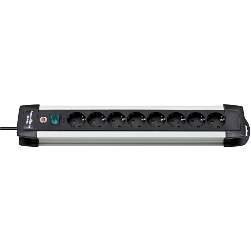 Разклонител 8x 2P+E Шуко корпус алуминий с ключ и кабел 3m Aлуминий - Brennenstuhl Premium-Alu-Line BS1391000018